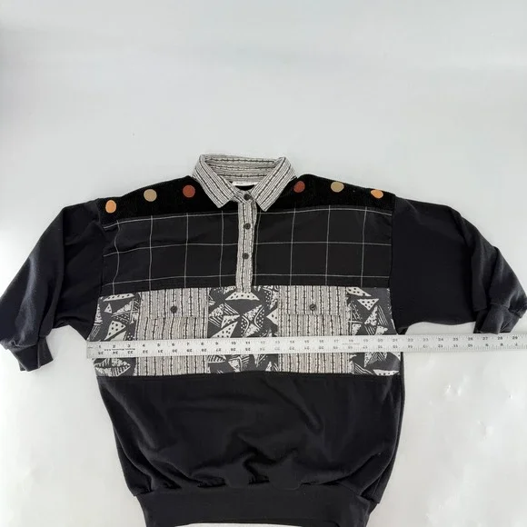 Bonnie II by Holly Black Geometric Button Up‎ Long Sleeve Sweatshirt Women's S - Picture 9 of 9